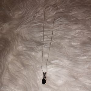 Black Vintage Crystal Gem Pendant Necklace
